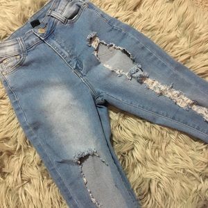 highwaisted distressed jeans